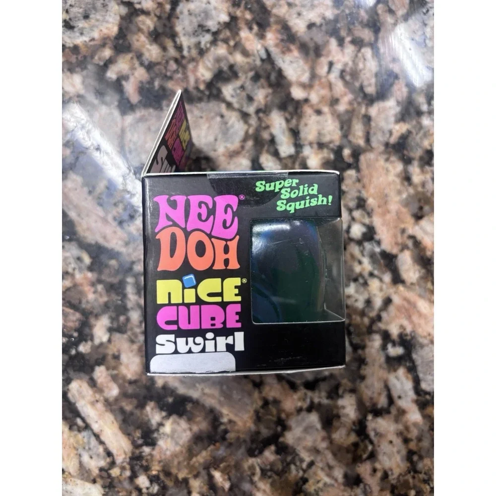GREEN/PURPLE/BLUE - Schylling NeeDoh Nice Cube - SWIRL - Super Solid Squish